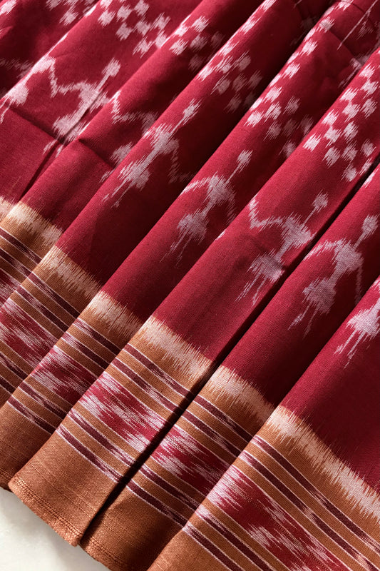 Odisha Ikkat Khandua Cotton Saree - Maroon