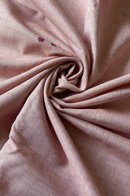 Ek Phulia Cotton Saree- Pinkish Beige &  Maroon