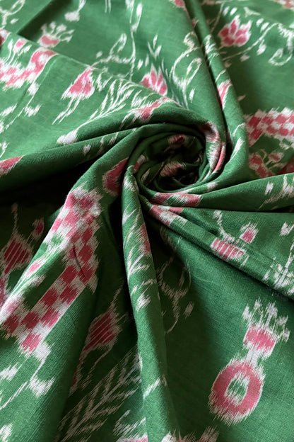 Odisha Ikkat Khandua Cotton Saree - Green