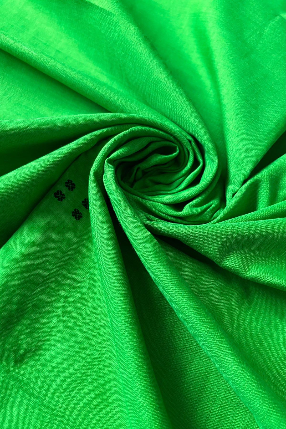 Ek Phulia Cotton Saree- Green & Black