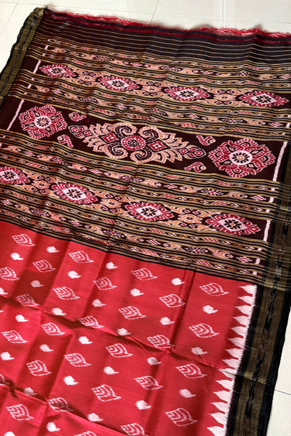Odisha Ikkat Khandua Silk Saree - Red