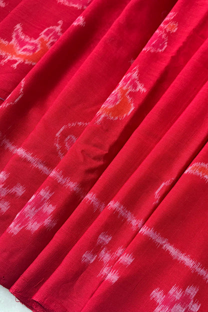 Odisha Ikkat Nabarangi Khandua Cotton Saree-Red
