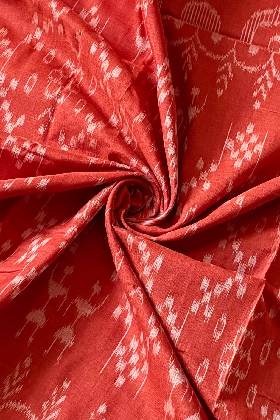 Odisha Ikkat Khandua Cotton Saree- Rust