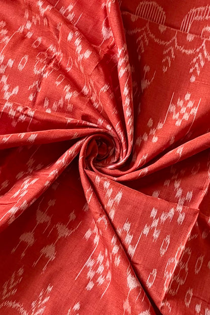 Odisha Ikkat Khandua Cotton Saree- Rust