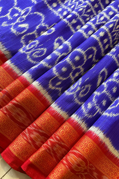 Odisha Ikkat Khandua Silk Saree - Blue