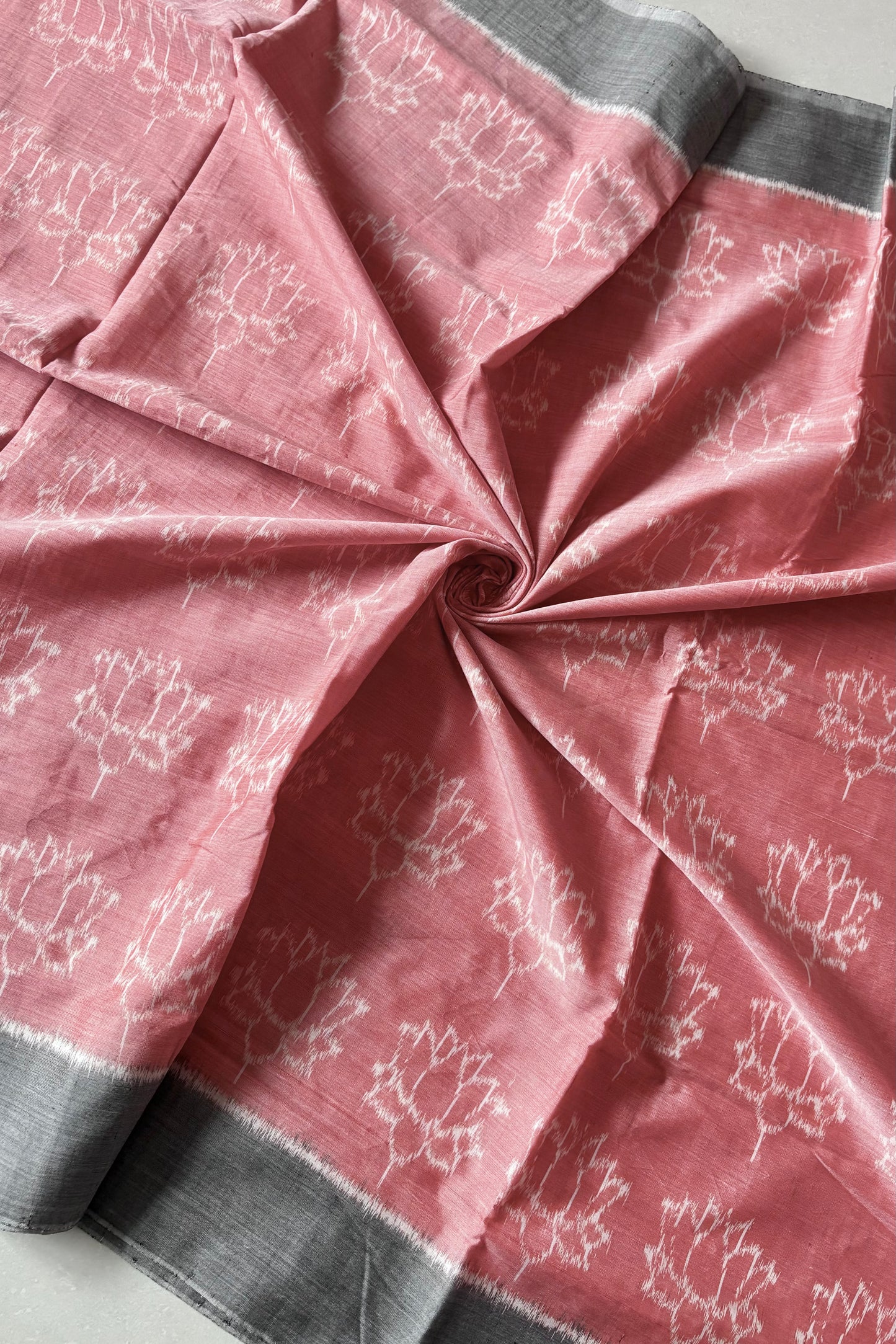 Odisha Ikkat Khandua Cotton Saree- Peach and Grey