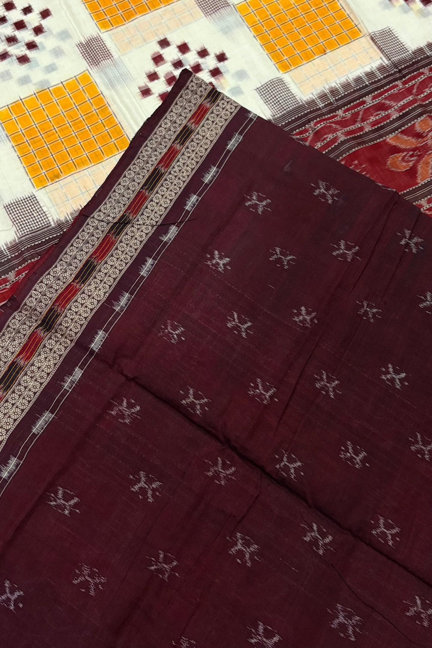 Exclusive Sambalpuri Pure Cotton Saree - Creamy White