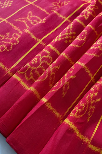 Exclusive Odisha Ikkat Nabakothi Pure Silk Saree- Red