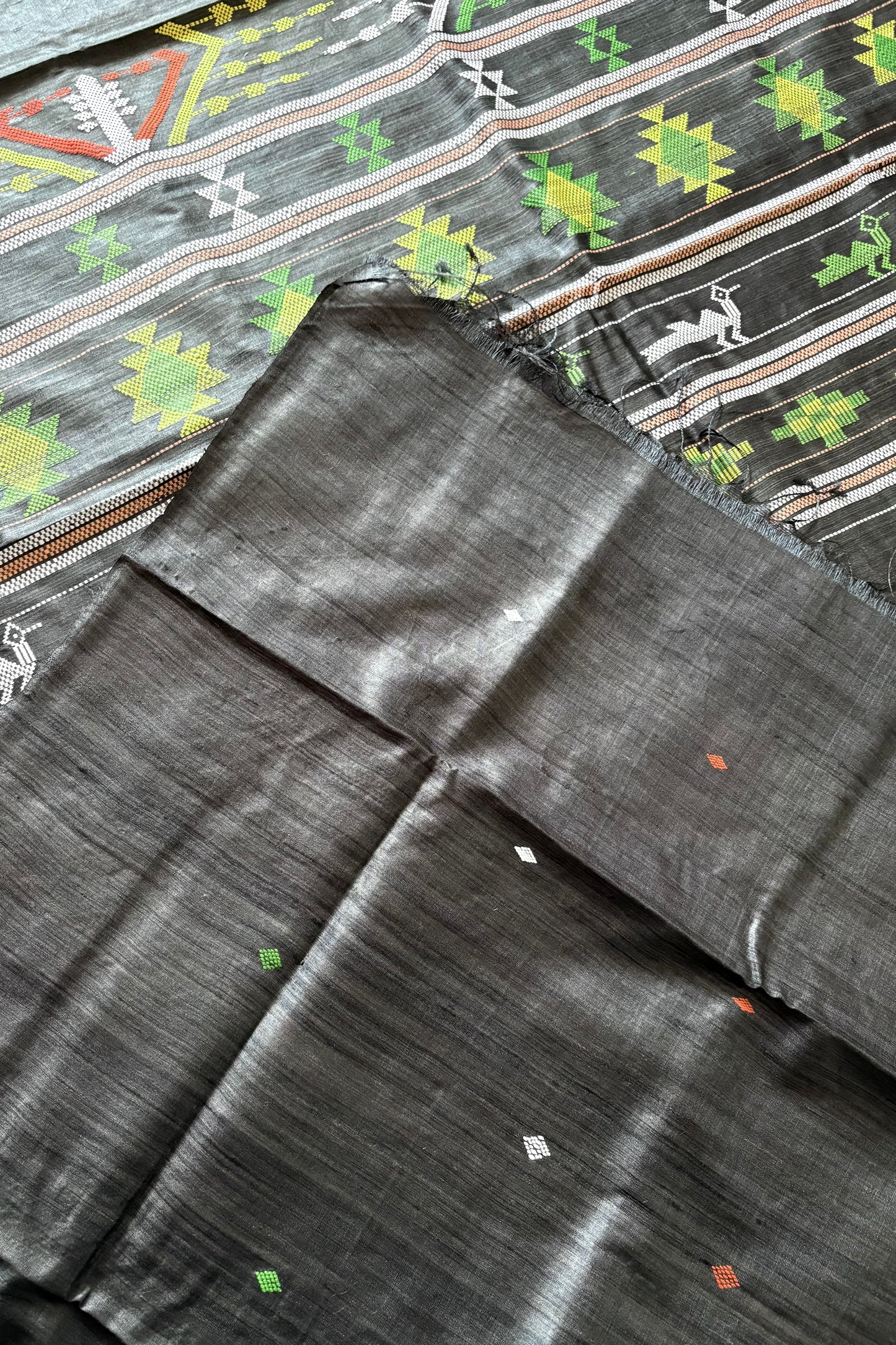 Gopalpur Tussar Silk Saree - Dark  Grey