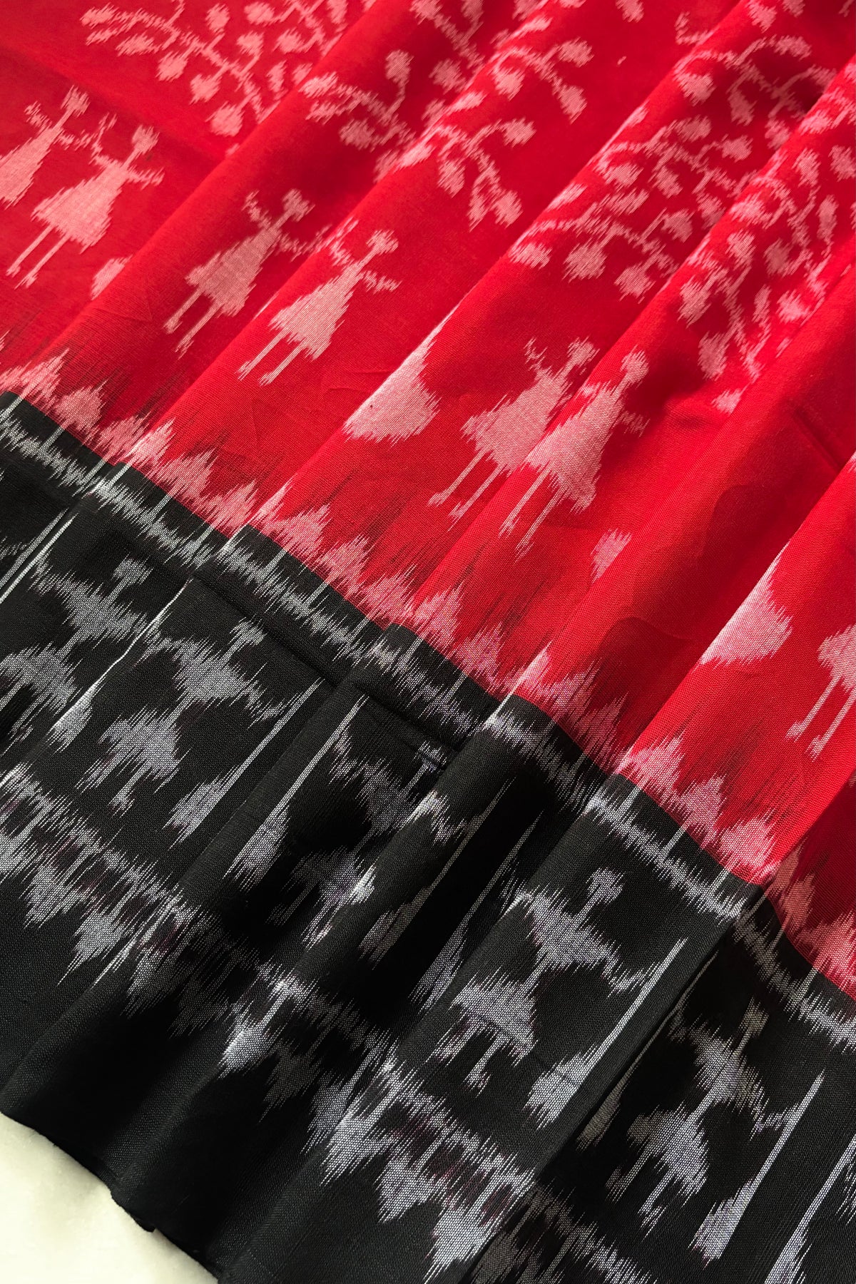 Odisha Ikkat Khandua Cotton Saree - Red