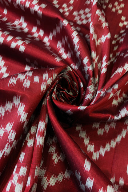 Exclusive Odisha Ikkat Pure Silk Saree- Maroonish Red
