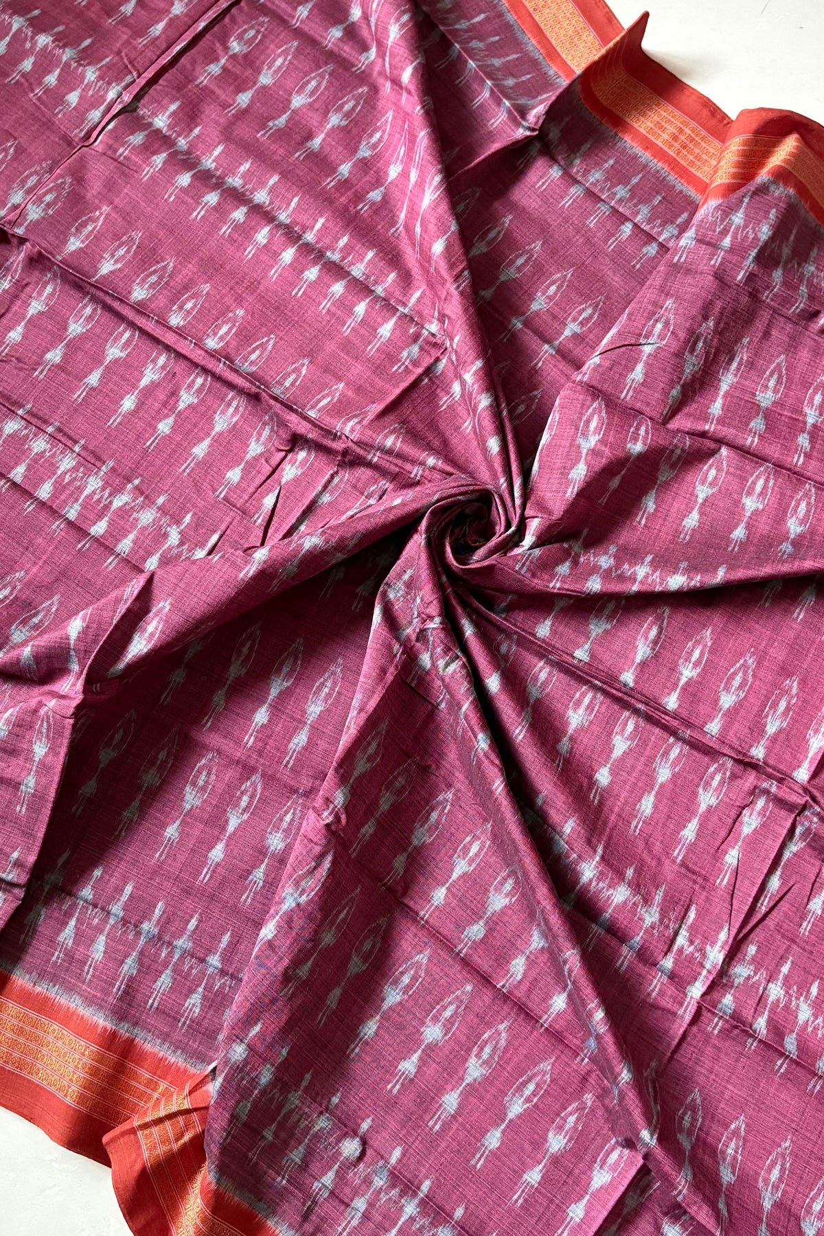 Odisha Ikkat Khandua Cotton Saree - Onion Pink