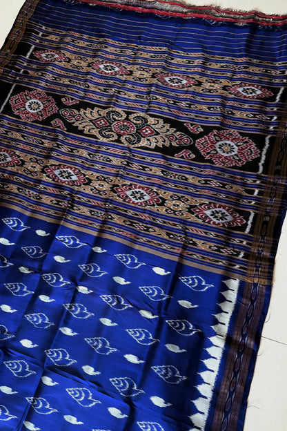 Odisha Ikkat Khandua Silk Saree - Indigo
