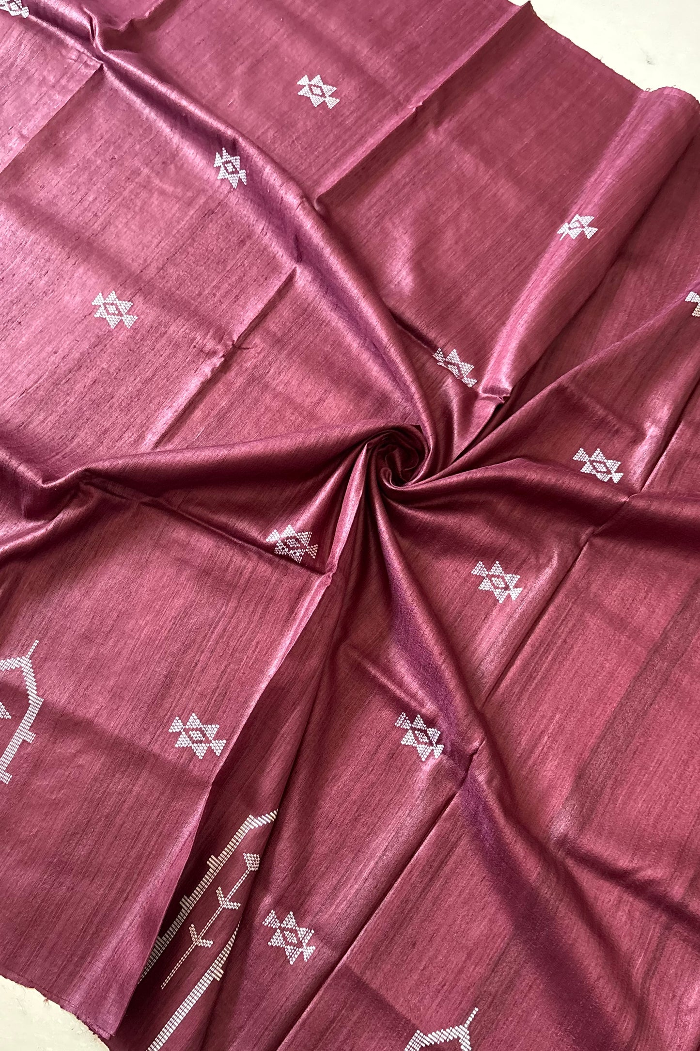 Gopalpur Tussar Silk Saree- Burgundy