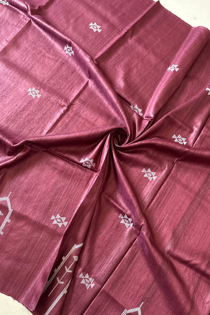 Gopalpur Tussar Silk Saree- Burgundy