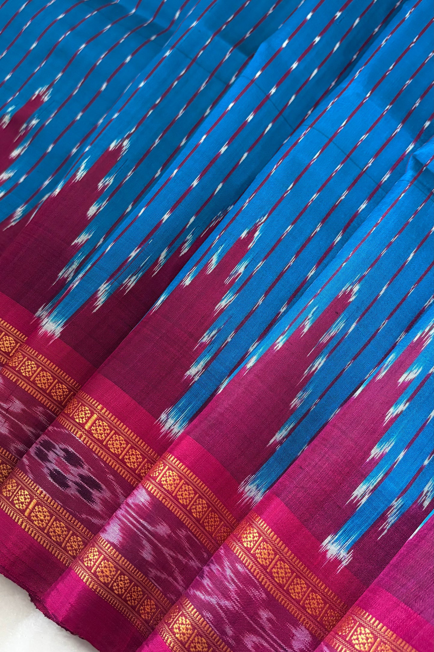 Odisha Ikkat Khandua Silk Saree - Blue
