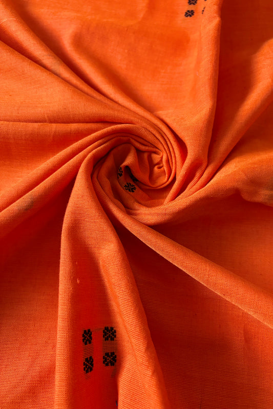 Ek Phulia Ikkat Cotton Saree - Orange