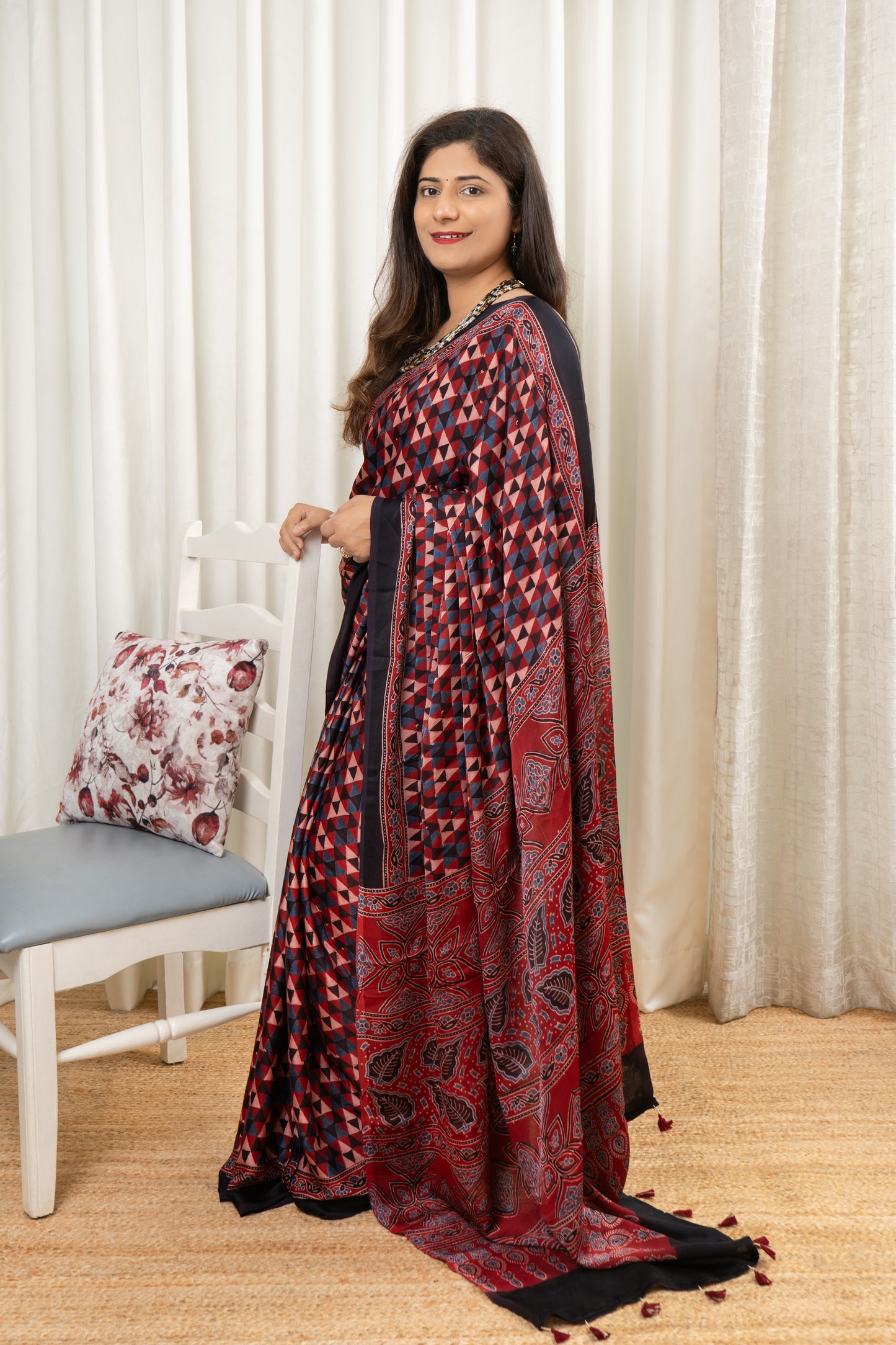 Ajrakh on Modal- Red-Indigo-Black