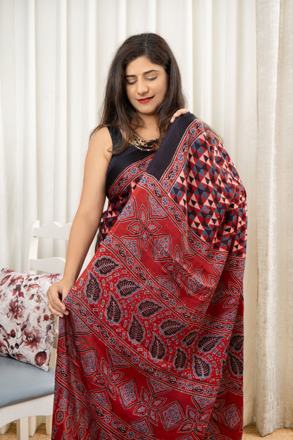 Ajrakh on Modal- Red-Indigo-Black