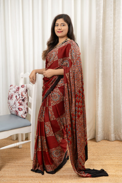 Ajrakh on Modal- Maroon