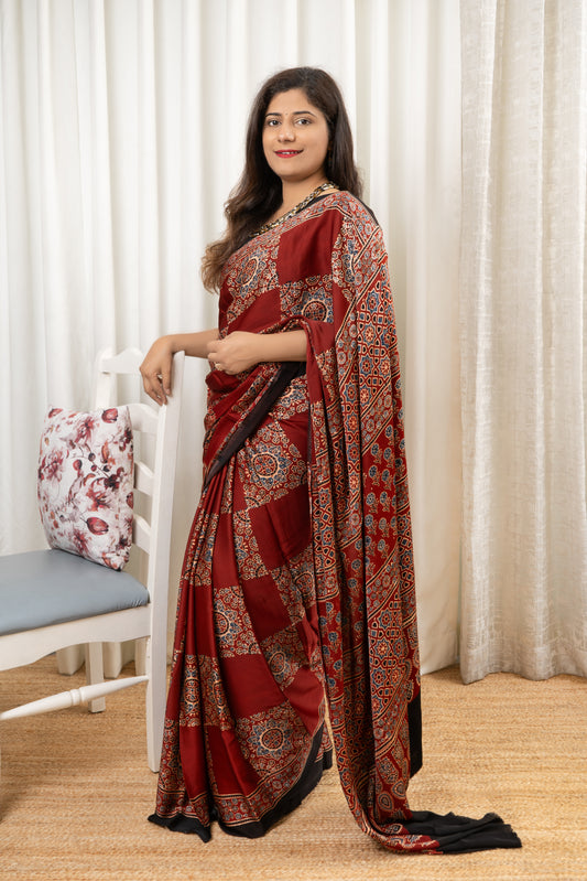Ajrakh on Modal- Maroon