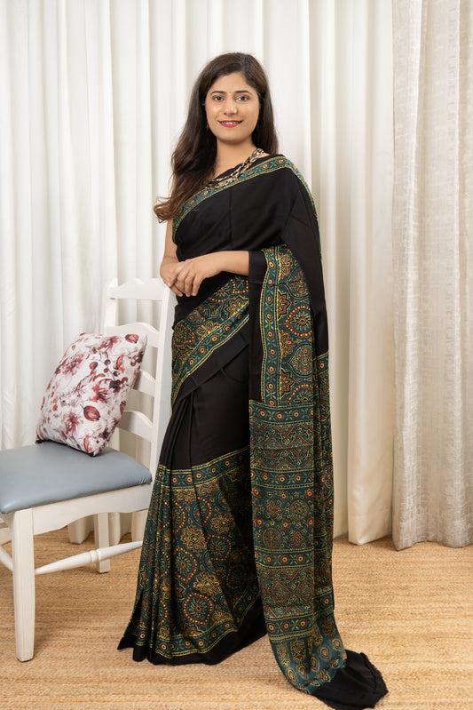 Ajrakh on Modal- Black and Green
