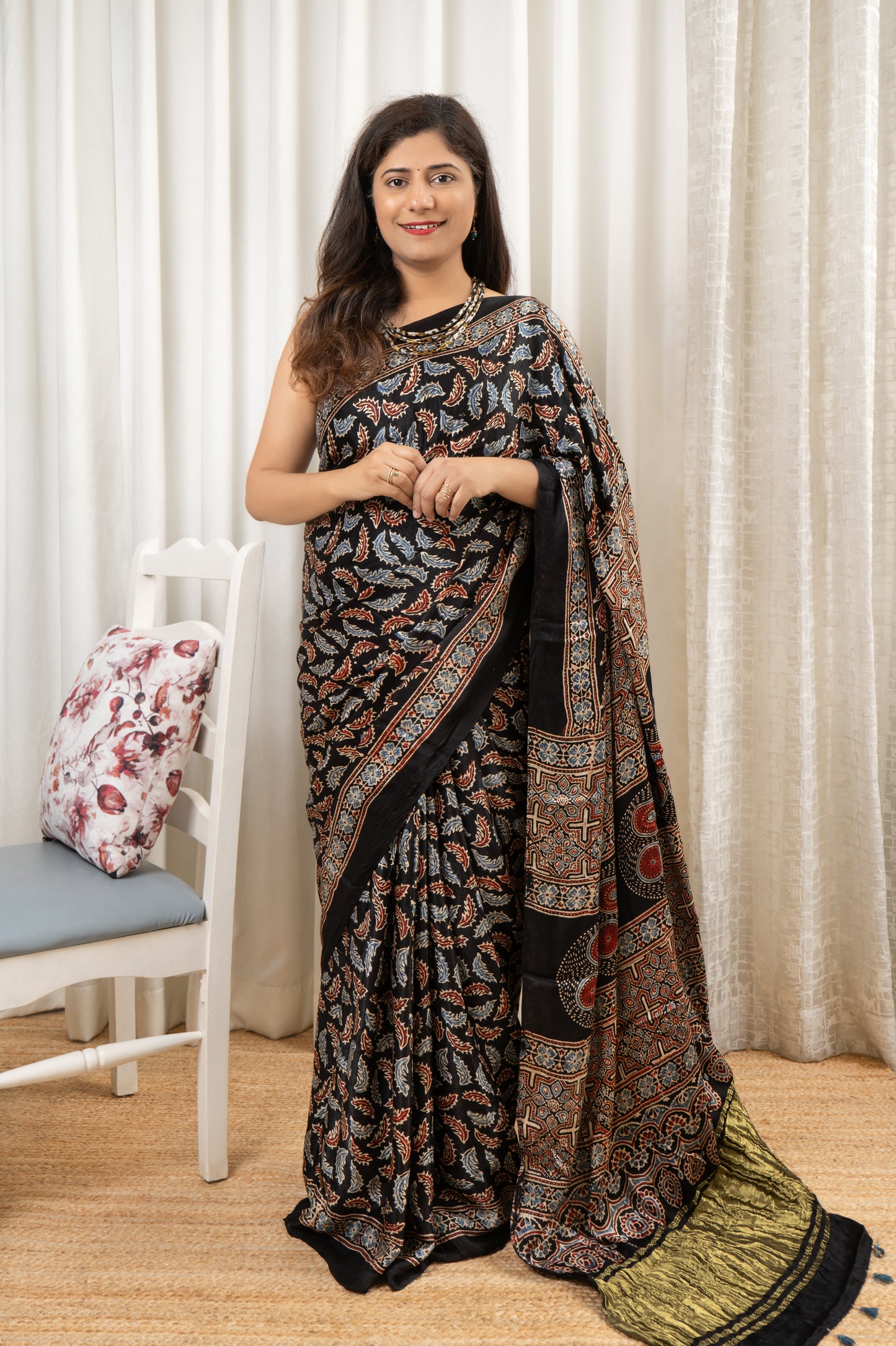 Ajrakh on Modal- Black (Multi Color)