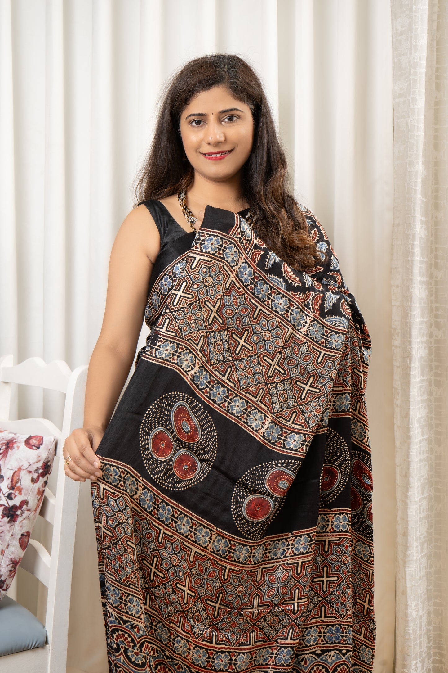 Ajrakh on Modal- Black (Multi Color)