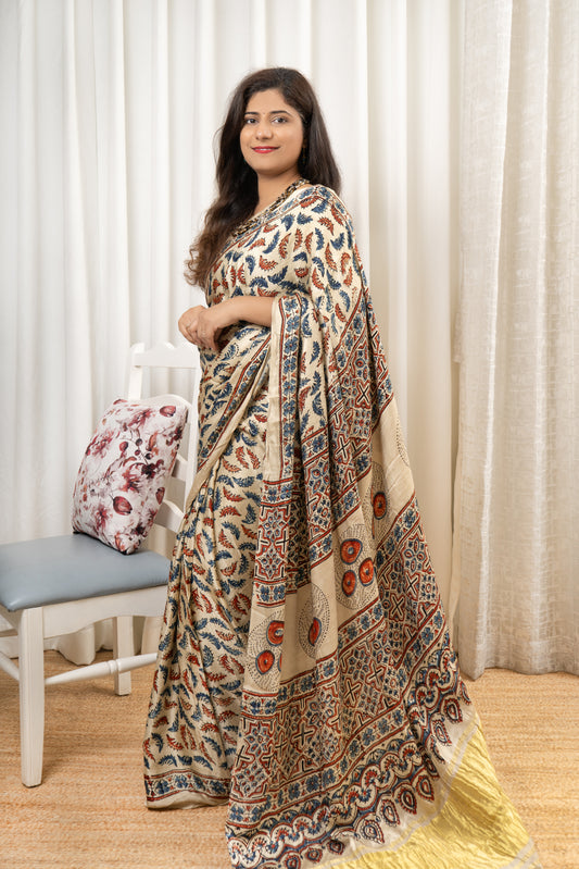 Ajrakh on Modal- Off White