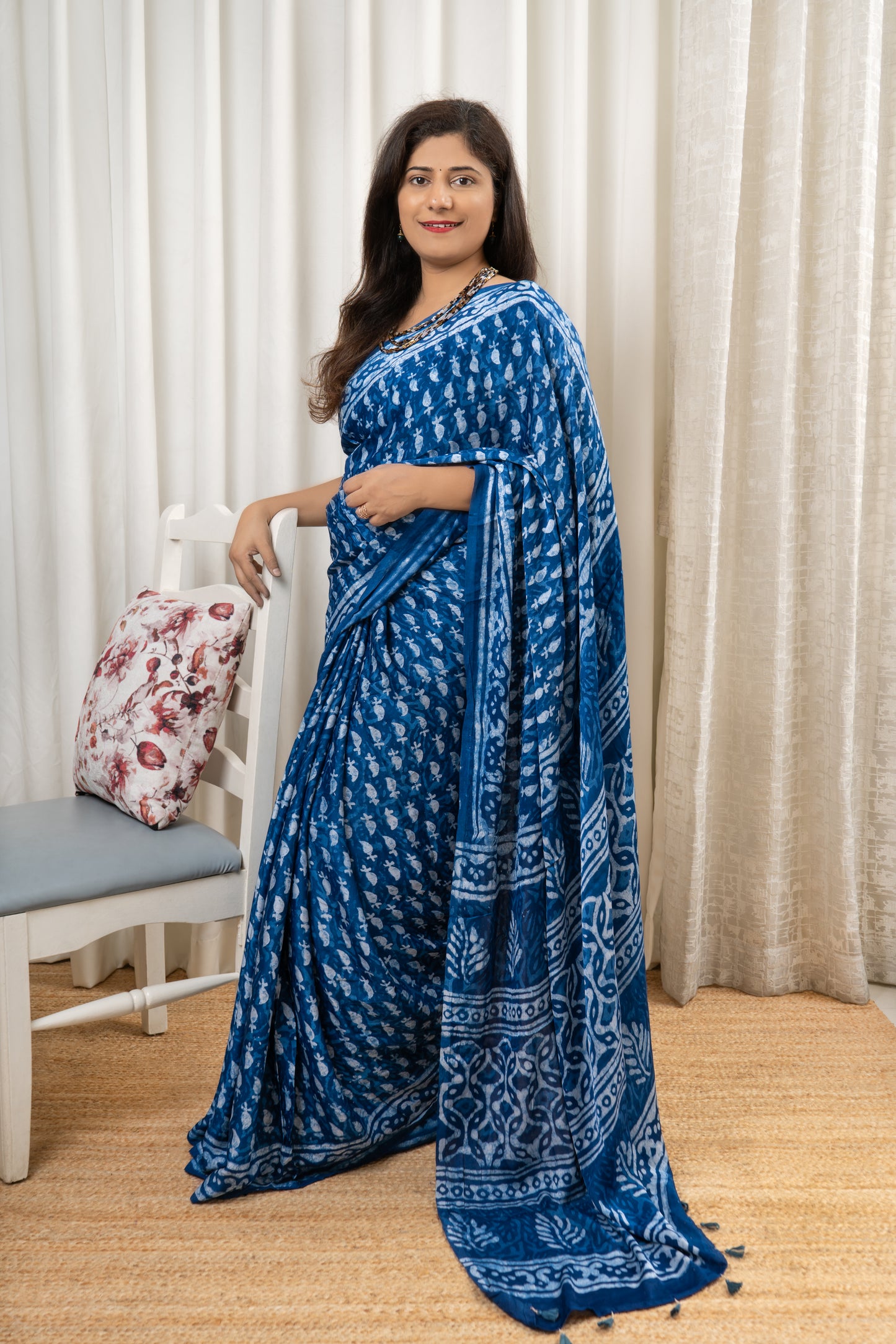 Hand Block Print on Modal- Indigo