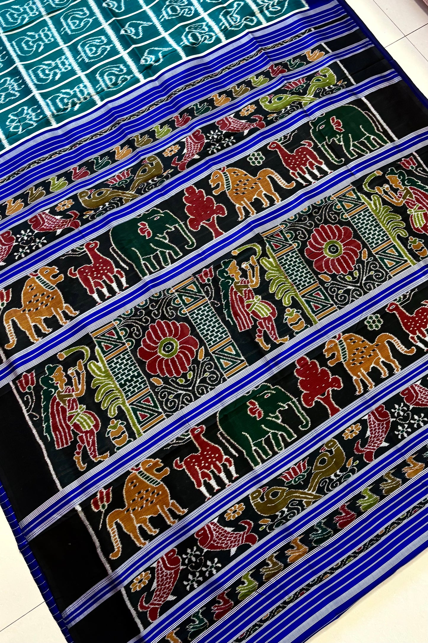 Exclusive Odisha Ikkat Nabakothi Pure Silk Saree- Rama Green