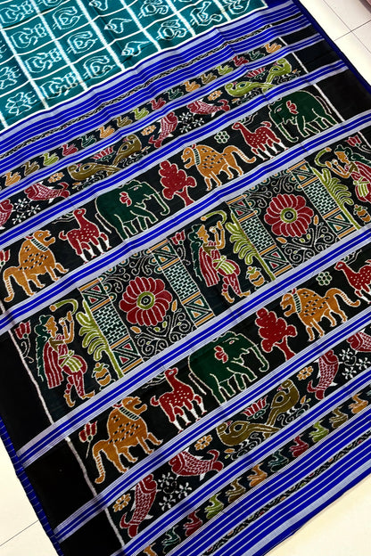 Exclusive Odisha Ikkat Nabakothi Pure Silk Saree- Rama Green