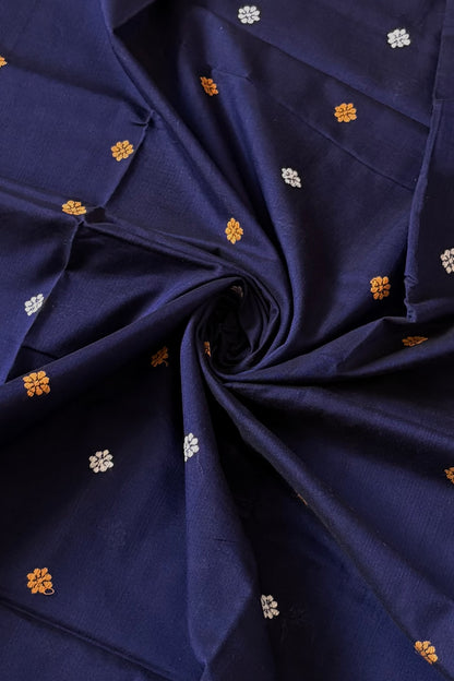 Sambalpuri Pure Cotton Saree - Navy & Sea Green