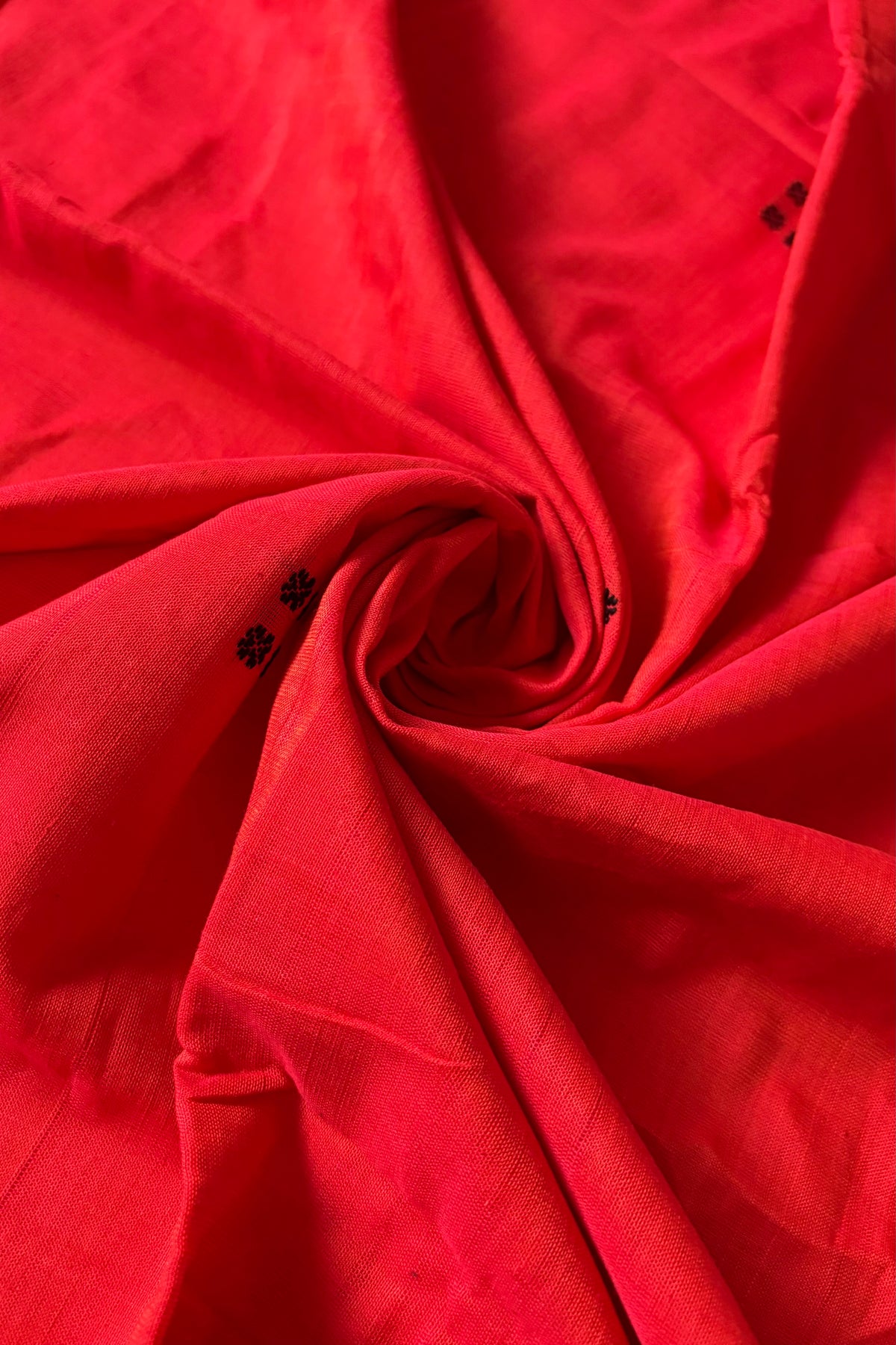 Ek Phulia Cotton Saree- Deep Orange