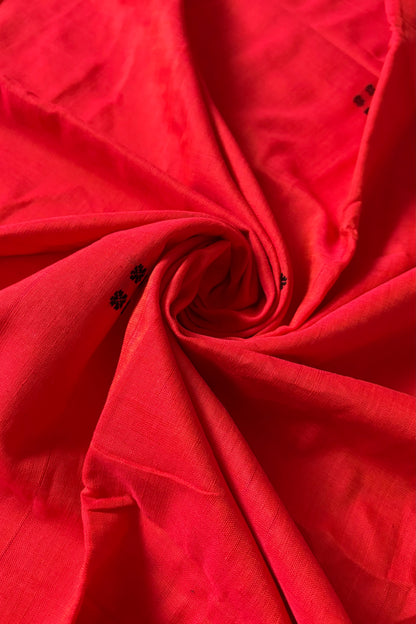 Ek Phulia Cotton Saree- Deep Orange