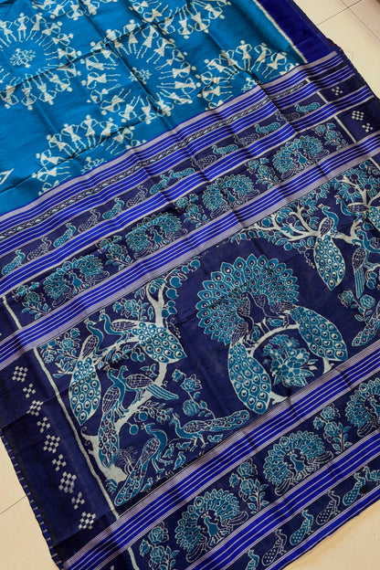 Exclusive Odisha Ikkat Pure Silk Saree- Blue