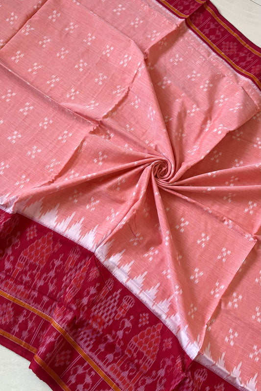Odisha Ikkat Khandua Cotton Saree - Peach