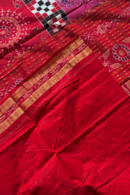 Exclusive Curvilinear Sambalpuri Ikkat Pure Cotton Saree