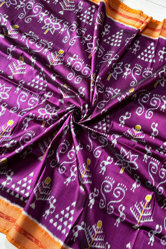Odisha Ikkat Khandua Silk Saree - Purple