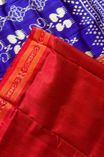Odisha Ikkat Khandua Silk Saree - Blue