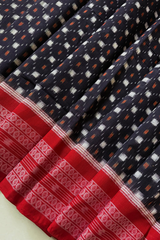 Sambalpuri Pure Cotton Saree - Deep Plum