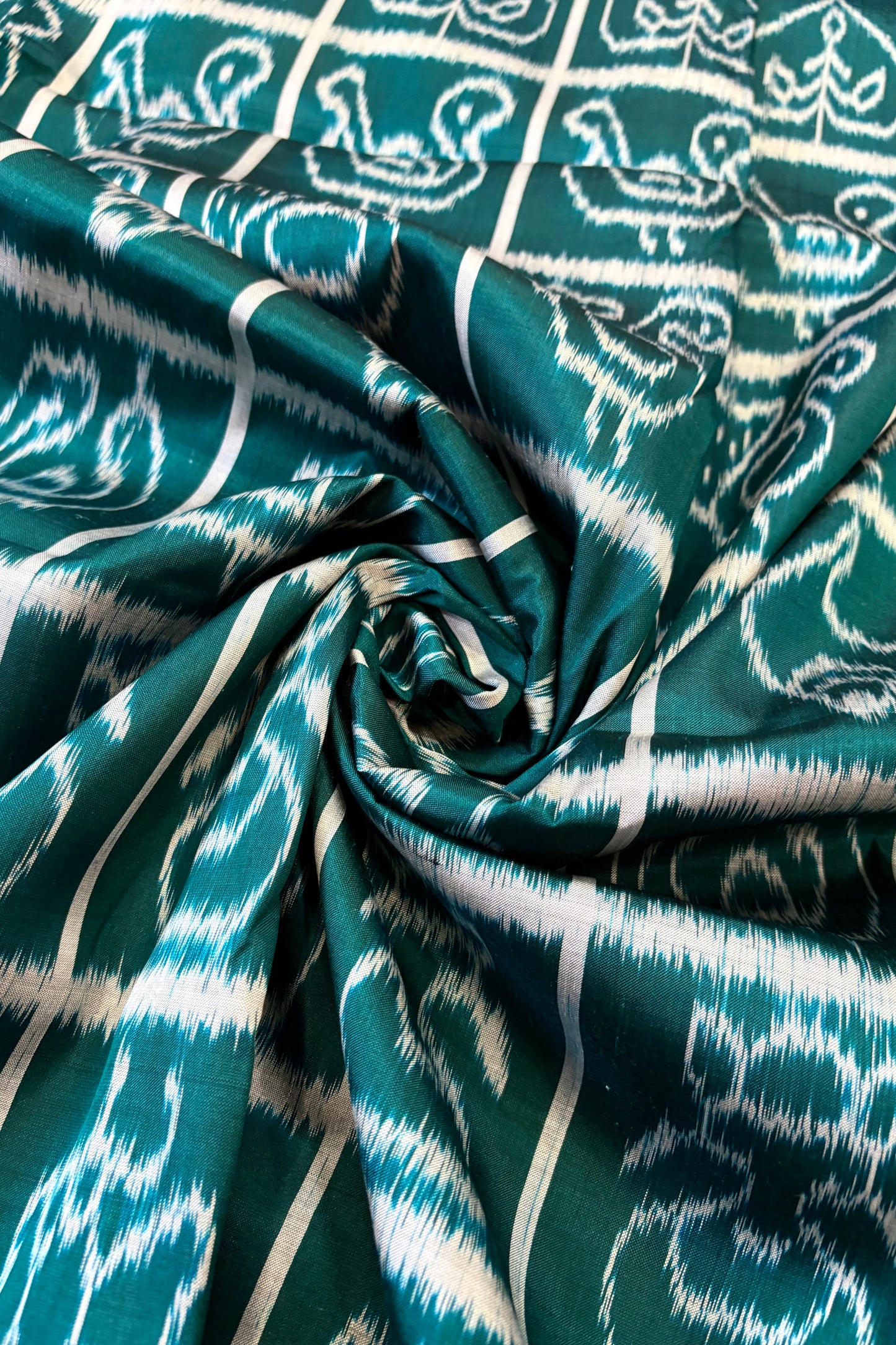 Exclusive Odisha Ikkat Nabakothi Pure Silk Saree- Rama Green