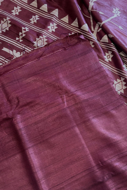 Gopalpur Tussar Silk Saree- Burgundy