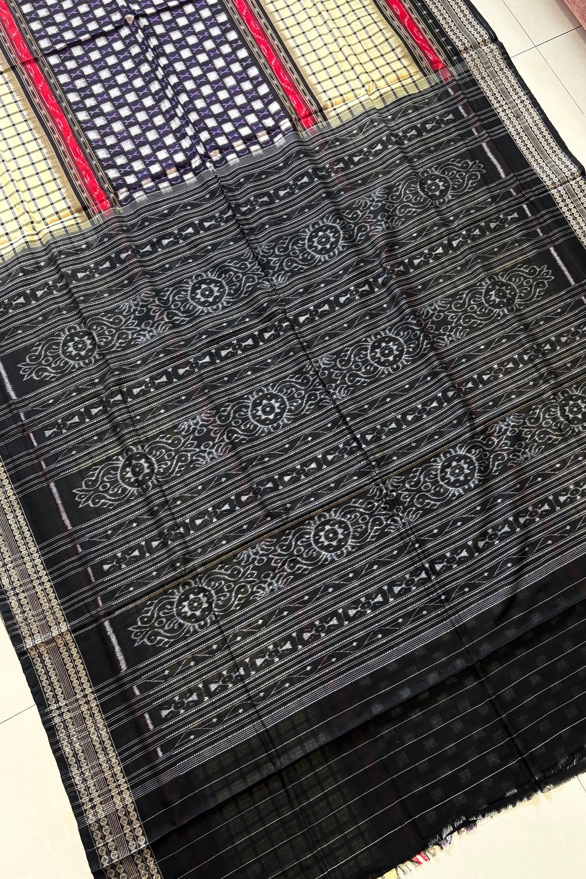 Sambalpuri Pure Cotton Saree- Checks and Squares