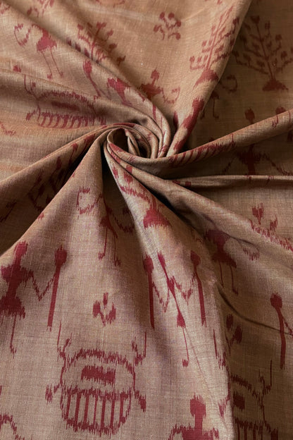 Odisha Ikkat Khandua Cotton Saree- Dark Beige