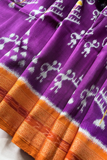 Odisha Ikkat Khandua Silk Saree - Purple