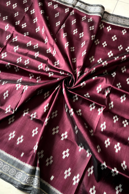 Exclusive Odisha Ikkat Jalla Work Pure Silk Saree - Burgundy