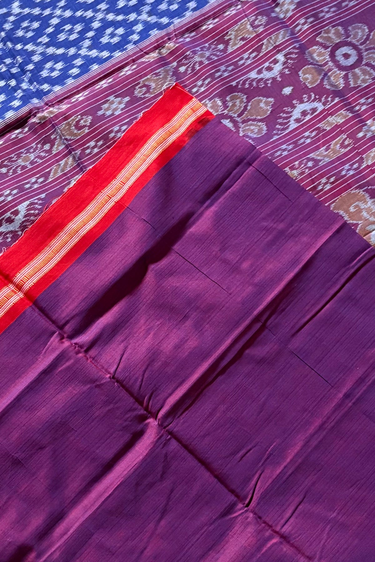 Odisha Ikkat Khandua Cotton Saree - Blue