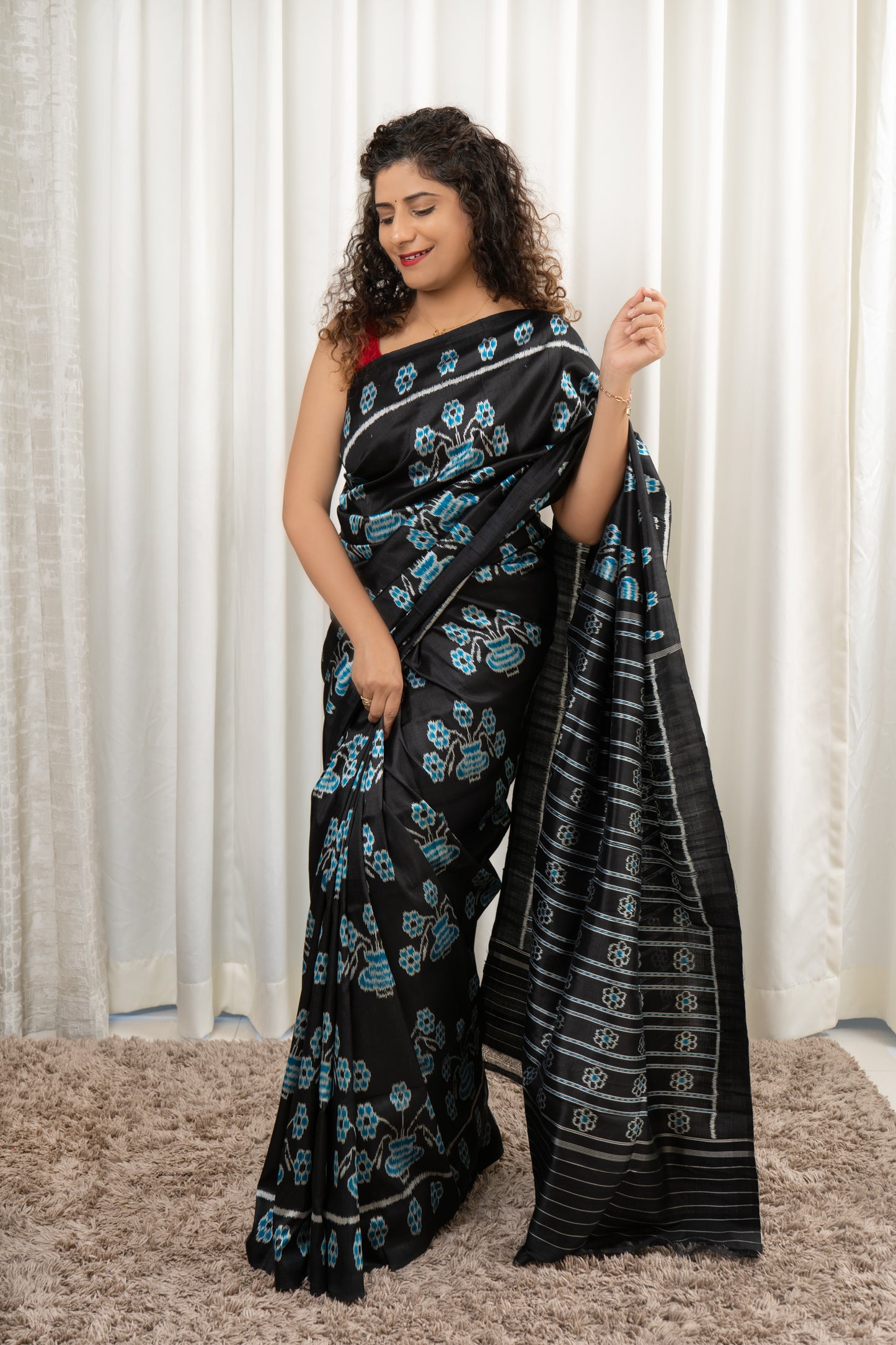 Exclusive Odisha Ikkat Pure Silk Saree- Black