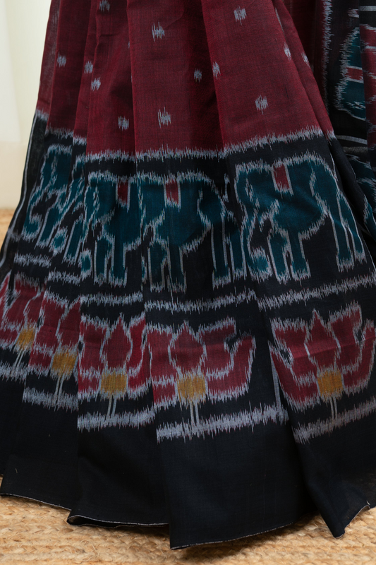Exclusive Odisha Ikkat Khandua Cotton Saree -Maroon